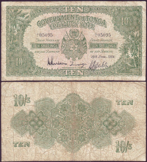 1958 Tonga 10 Shillings L001496